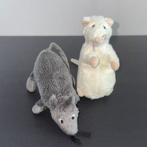 IKEA GOSIG MUS 2 Mouse Stuffed Plush Toys Gray White Embroidered Eyes